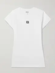 [LOEWE] LOEWE - Anagram Embroidered Cotton-blend Jersey T-shirt - White - small small White