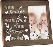 Twins Baby Pictures Frame, Twice The Smiles Twice The Love Photo Frame, Twins Gifts for Babies, New Baby Gifts For New Mom Dad, Home Living Room Bedroom Decoration -b03