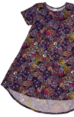 LuLaRoe Womens Dress Size XL Carly Purple Pink Aqua Paisley Floral Hi-Low NWT