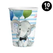Cute Blue Elephant Theme 250ml 9 OZ Paper Cups 10PK - Kids Birthday Party Tableware