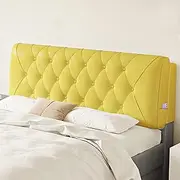 Rectangular Bed Support Headboard Upholstered Wall Pillow Wedge Pillow Adults Kids Large Bed Backrest Waterproof Headboard Pillow for Daybed Bunk Bed,Yellow,with Headboard 63"