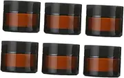 EPIGEIST 6Pcs Empty Makeup Bottles Durable Brown Glass Cosmetic Containers with Black Lids for Cream and Storage Lightweight and Portable Makeup Holder for Travel
