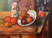 Still Life, Expressionism Fruit Bowl and Whine Painting ONE of a Kind Art Signed