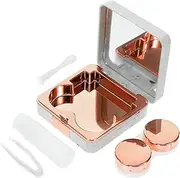[ARTSEWPLY] 1 Set Marble Pattern Contacts Lens Case Kit Portable Lens Box with Mirror Leak Design for Travel Compact for Bag Purse for Daily Use