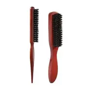 Gizmi - Wooden Handle Hair Brush (Various Designs) / Set Set Of 2 - Width Hair Brush & Thin Hair Brush - Reddish Brown & Brown - One Size