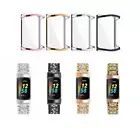 For Fitbit Charge 5 Case + Watch Band Diamond Stainless Steel Strap