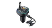 Bluetooth 5.3 FM Transmitter, Dual USB 22.5W, Ambient Lighting, FM, U Disk, Type