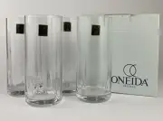 Vintage Oneida Crystal Optic Pattern 4 Highball Glasses Bavaria W. Germany NOS