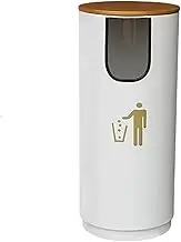 Outdoor Trash Can Indoor/Outdoor Garbage Can Waste Container, Cylindrical Metal Trash Bin with Lid, U-Shaped Opening, Modern Home Commercial Garbage Can Outside Garbage can(White,35 * 80cm)