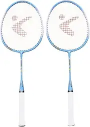 GALPADA 1Pair Badminton Racket Set Lightweight Aluminium Alloy Training Pats for Outdoor Sports Cartoon Design Random Blue Pink for Play and Practice