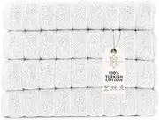 Classic Turkish Towels 4 Piece Luxury Hand Towel Set - 20 x 32 Inch Soft and Thick Large Bath Hand Towels Made with 100% Turkish Cotton (White)
