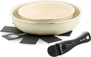 GREENPAN CC009787-104 Green Pan, Set of 4, New Handle Type, Click Chef, Removable Handle, IH Gas, Dishwasher Safe, Non-Toxic Substances, PFAS Free, Ceramic Coating, Non-Stick, Easy to Remove Stains