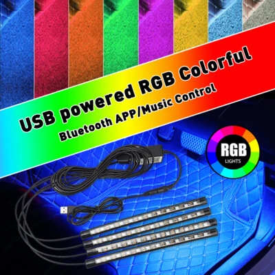 4X LED RGB Light Strip Car Atmosphere Phone App BT Control Interior Kit AUXITO (for: Honda)