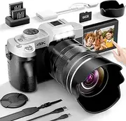 [Yatao] Cameras for Photography & Vlogging,75MP 4K Digital Camera with Flip Touchscreen, 10X Optical Zoom, WiFi, 64GB TF Card, Card Reader, Compact YouTube Camera for Travel, Beginners, Creators