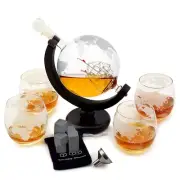 Whiskey Decanter Set - Globe Glasses - Housewarming Gifts -Scotch Gift Set - ...