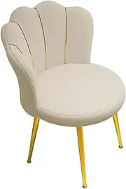 [FytStycale] Metal Legs Makeup Chair Lightweight Luxury Soft Vanity Chair Accent Chair for Beauty Salon Dining Room Furniture, Beige, as described