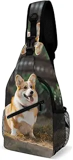[RTSEBVN] Sling Backpack Fashion Chest Bag Creative Dog Corgi Printing Crossbody Backpacks for Men Women, style, 38x20cm, Full Printed Chest Bag, Style, 38x20cm, Full Printed Chest Bag