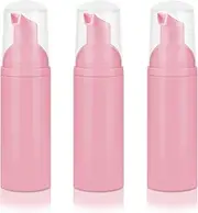 Foam Pump Bottle 3Pcs Travel Lash Shampoo Bottle, Empty Portable Refillable Mousse Foam Soap Dispenser for Hand Soap, Lash Cleanser, Shampoo, Face Wash, Cosmetics (Pink, 2oz/60ml)