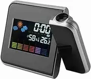 LED Weather Projector with Temperature and Humidity Display for Home Office Bedroom (Black)