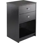 Bedroom Bedside Winsome Ava Accent Table With 2 Drawer storage In Black Finish