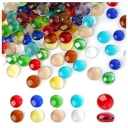 Glass Gems, Mixed Colour Mancala Stones Flat Bottom Marble Beads for Home8869