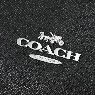 【COACH】復刻新版簡約經典LOGO皮革肩背包托特包(黑/銀)