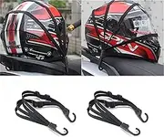 2 Pcs Universal Retractable Motorcycle Helmet Luggage Rope Bungee Cord Bandage Strapping Tape Elastic Strap with 2 Hooks, Black/3221