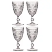 4x Tate Geometric 350ml Acrylic Wine Glass Stemware Cocktail Drinking Cup Clear