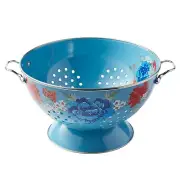 Pioneer Woman ~ Classic Charm ~ 5-Quart Colander ~ Blue Finish Enamel on Steel