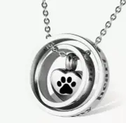 Dog Pet Heart Urn Necklace ALWAYS BY MY SIDE Paw Print Cremation Jewelry
