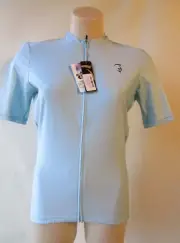 Titan new womens cycling top jersey size L NWT blue short sleeve zip
