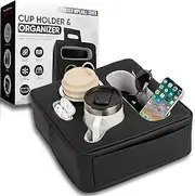 LoungeLove Back Seat Cup Holder - Couch Caddy, Drink Holder for Car, Bed, and Center of Couch - Organizer for Truck