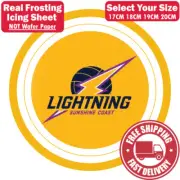 Sunshine Coast Lightning netball Edible Image Cake Topper Round Frosting Icing