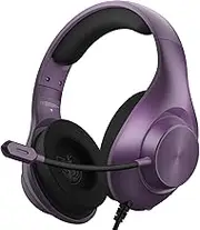 Gaming Headset PS4 Headset, PS5 Headset with 7.1 Surround Sound, Gaming Over Ear Headphones with Noise Cancellation, Flexible Mic Memory Earmuffs, for PC, PS5, PS4, Switch (Purple)