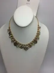 $49.50 Loft gold tone CIRCLE DISK STONE CHARM necklace #128