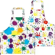 R HORSE 2 Pack Kid Apron Set Adjustable Children Art Paint Aprons for Painting, Dress up Role Play Chef Toys, Funny Cooking Gift Birthday Present for Girls Boys Cooking Baking Painting and Training,