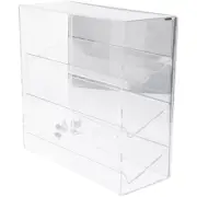 Plymor Acrylic Locking Case, Sliding Back, 3 Shelf Mirrored 16.25" x 16.25" x 7"