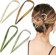 4 Pcs U Shaped Elegant Hairpin Hair Pins Hair Sticks Large Hair Forks Vintage Hairpins for Buns Long Thick Hair (Style, One size)