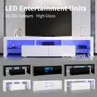 TV Cabinet Entertainment Units TV Stands RGB LED High Gloss Wood TV Cabinet