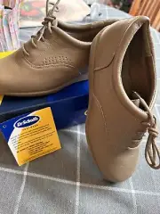 Vtg Ladies Sz 7.5M Dr. Scholl’s EZ LITE WALKER Beige Tan Lace Up Shoe E03