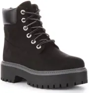Timberland Women's Stone Street 6" Waterproof Boot, Black Nubuck, 9