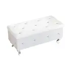 mieres White Faux Leather Rectangular Storage Ottoman Bench Hinged Lid Tufted
