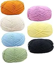 CORHAD 7pcs Colored Knitting Yarn Four-Strand Cotton for Crafts Sweaters Scarves and Accessories for Home and Shop Use Multiple Colors