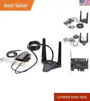 Wi-Fi 6E PCIe Network Card, Bluetooth 5.3, Magnetic Antenna Base, Tri-Band 80...