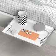 Bedside Shelf for Bed, College Dorm Room Essential, Clip On Nightstand Organizer, Bedside Table with Charging Slot, Bunk Bed Shelf, Floating Nightstand Bed Side Table Tray, Table Storage (White)