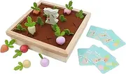 Kaper Kidz Wooden Radish Farm Memory Game – 16-Piece Felt & Wood Matching Game with Guide Cards & Rabbit Tray – Early Learning Memory & Fine Motor Skills Toy for Kids Ages 3+