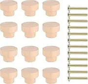 acdokuk 12 PCS Wood Drawer Knobs, 35mm Wooden Round Kitchen Furniture Drawer Cupboard Knobs with Screws for Cabinet, Cupboard, Wardrobe, Furniture, Kitchen (35 * 26mm)