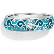 NWT Brighton SOFI Blue Enamel Crystal Silver OVAL Hinged Bangle Bracelet MSR $72