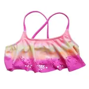 Cat & Jack Pink Tie Dye Flounce Bikini UPF 50+ Top, Girls Size: M (7/8) *NWT
