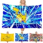 Kids Cartoon Pokemon Beach Towel Swim Bath Summer Holiday Microfiber Blanket NEW